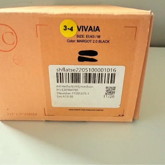 Vivaia Womens Margot 2.0 Square Toe V-Cut Flats Black Knit Size US 11 EU 43 - Picture 11 of 11